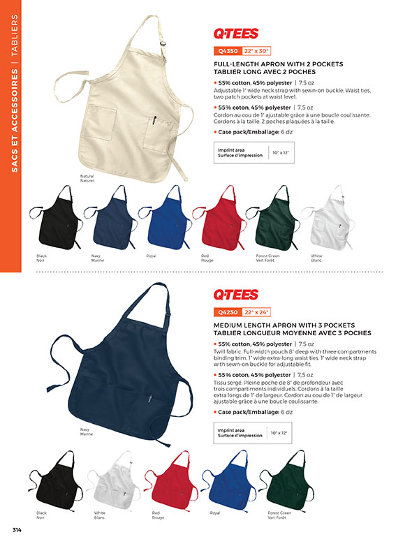 aprons with different colors