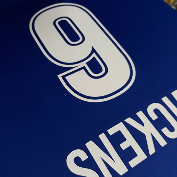 blue soccer jersey with name and number